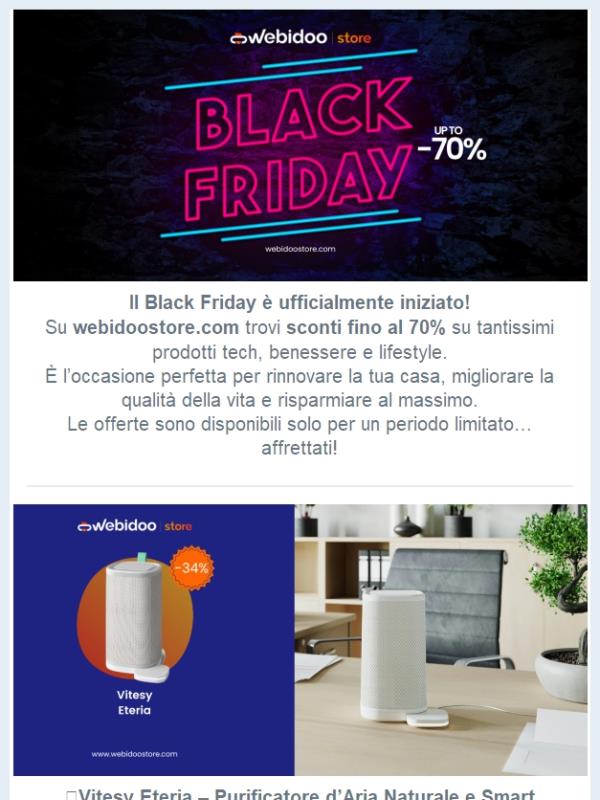 Solo per pochi giorni: offerte shock sul Black Friday Webidoo Store!