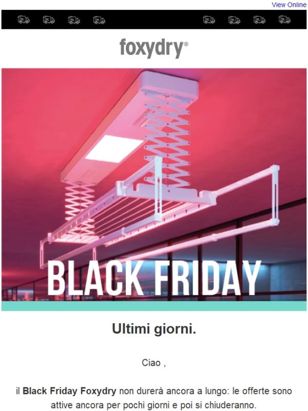 Ultimi giorni di Black Friday Foxydry 🖤
