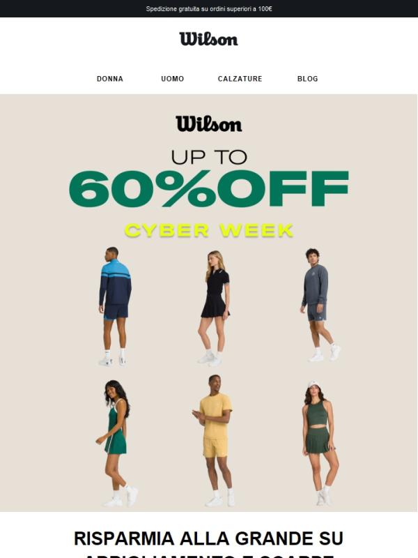 Da non perdere! Fino al 60% di sconto su scarpe e abbigliamento sportivo.