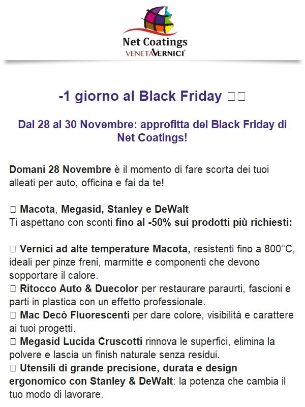 Domani inizia il BlackFriday Net Coatings! ✨