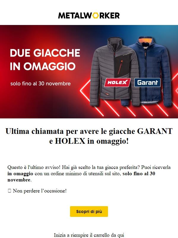 Ultimi giorni perle giacche da lavoro in omaggio (solo fino al 30/11!) 🎁