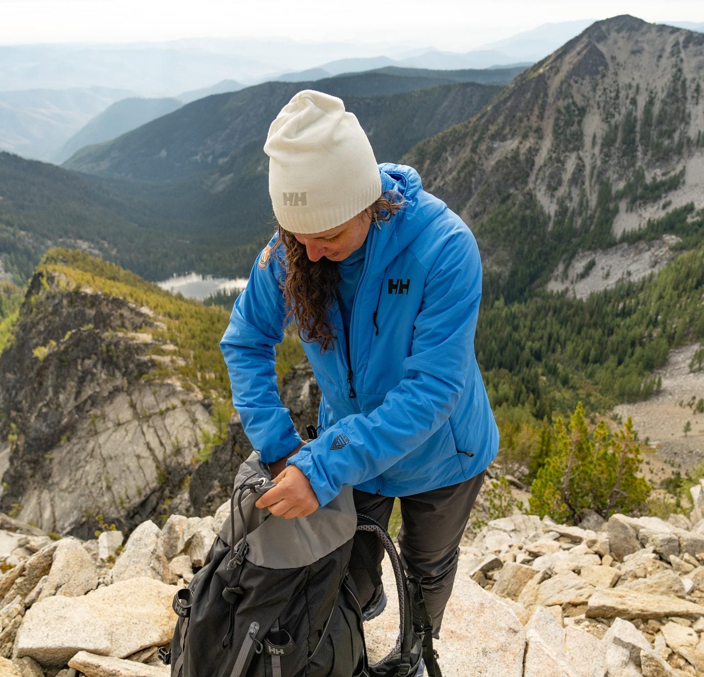 Woman wearing Helly Hansen gear