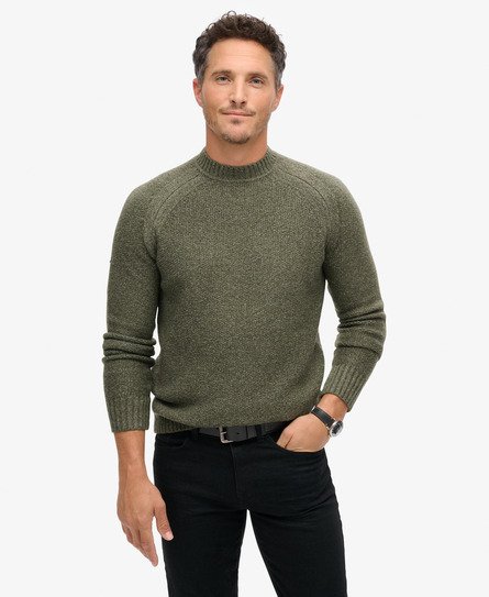 Superdry Maschio Maglione pesante con maniche raglan Verde Taglia:XXL
