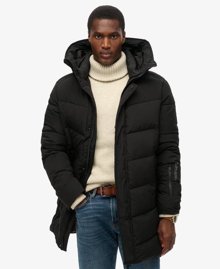 Superdry Maschio Parka imbottito City Chevron Nero Taglia:M