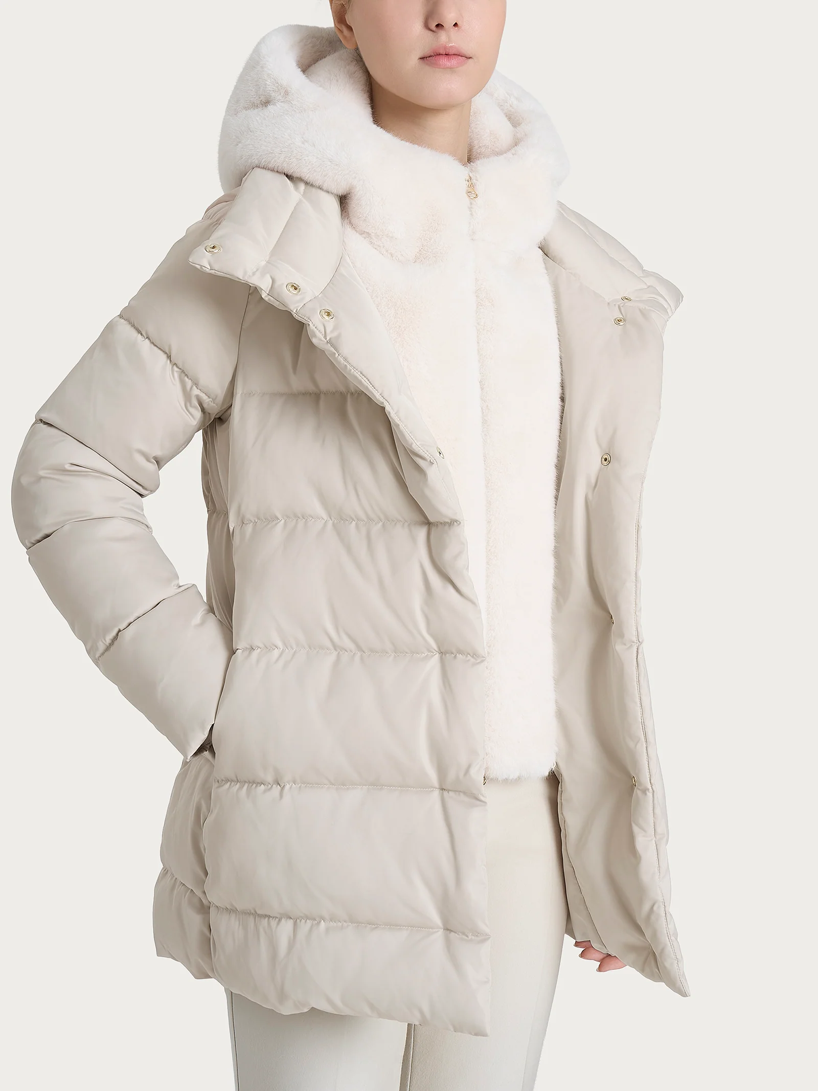 Image of Piumino con Vegan Fur interna removibile - Champignon