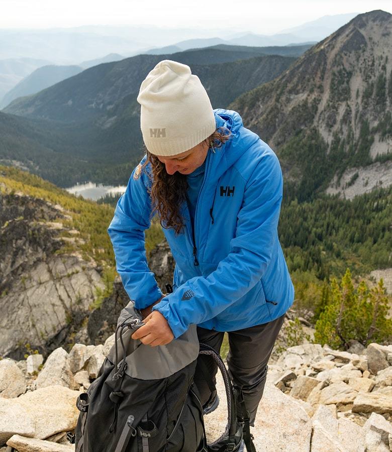 Woman wearing Helly Hansen gear