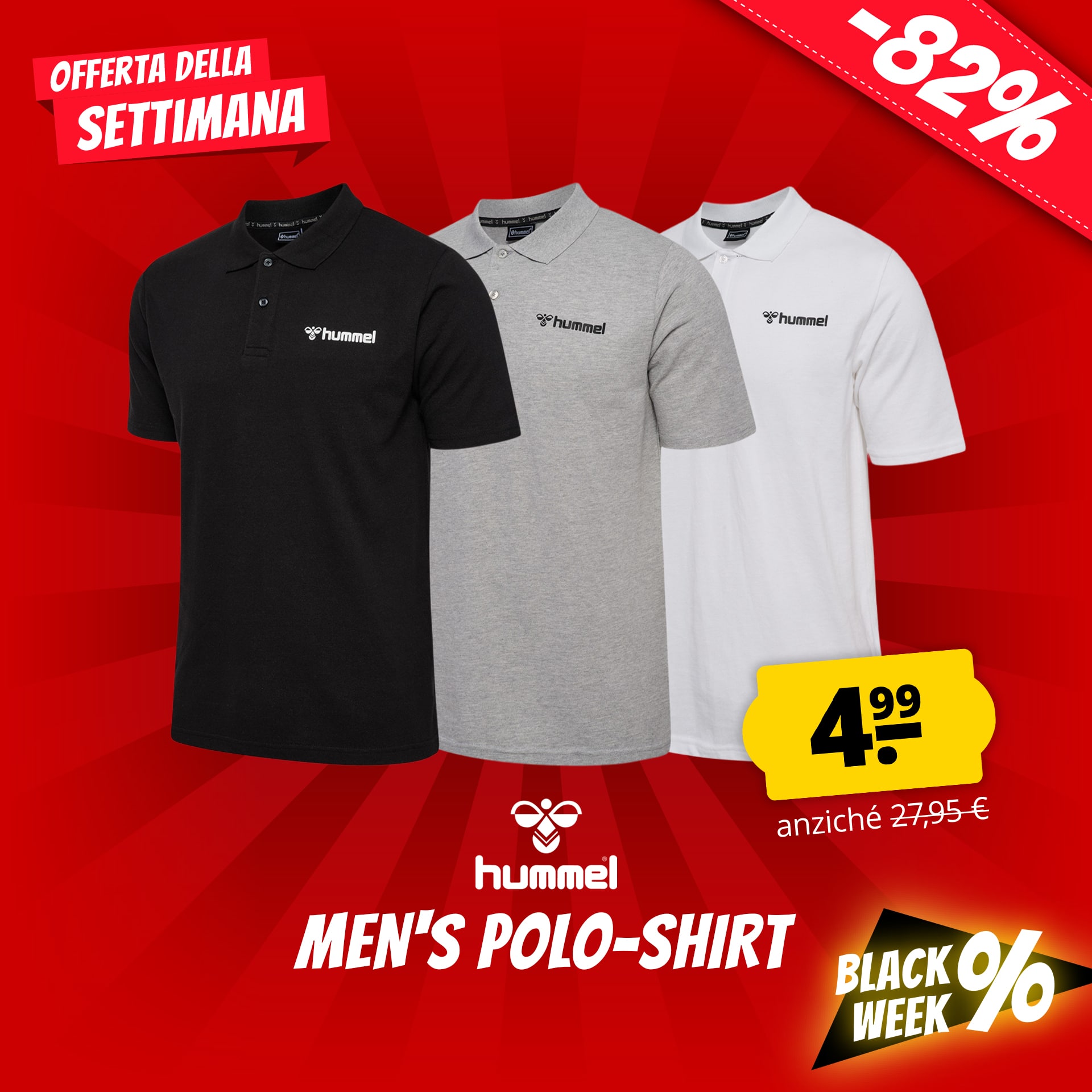 hummel mover cotone uomo polo camicia