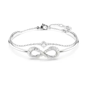 Bracciale rigido Hyperbola, Infinito, Bianco, Placcato rodio