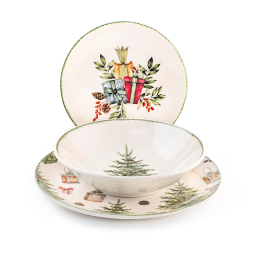 Christmas Carol Stoneware Dinnerware Set - Set 18 Pieces