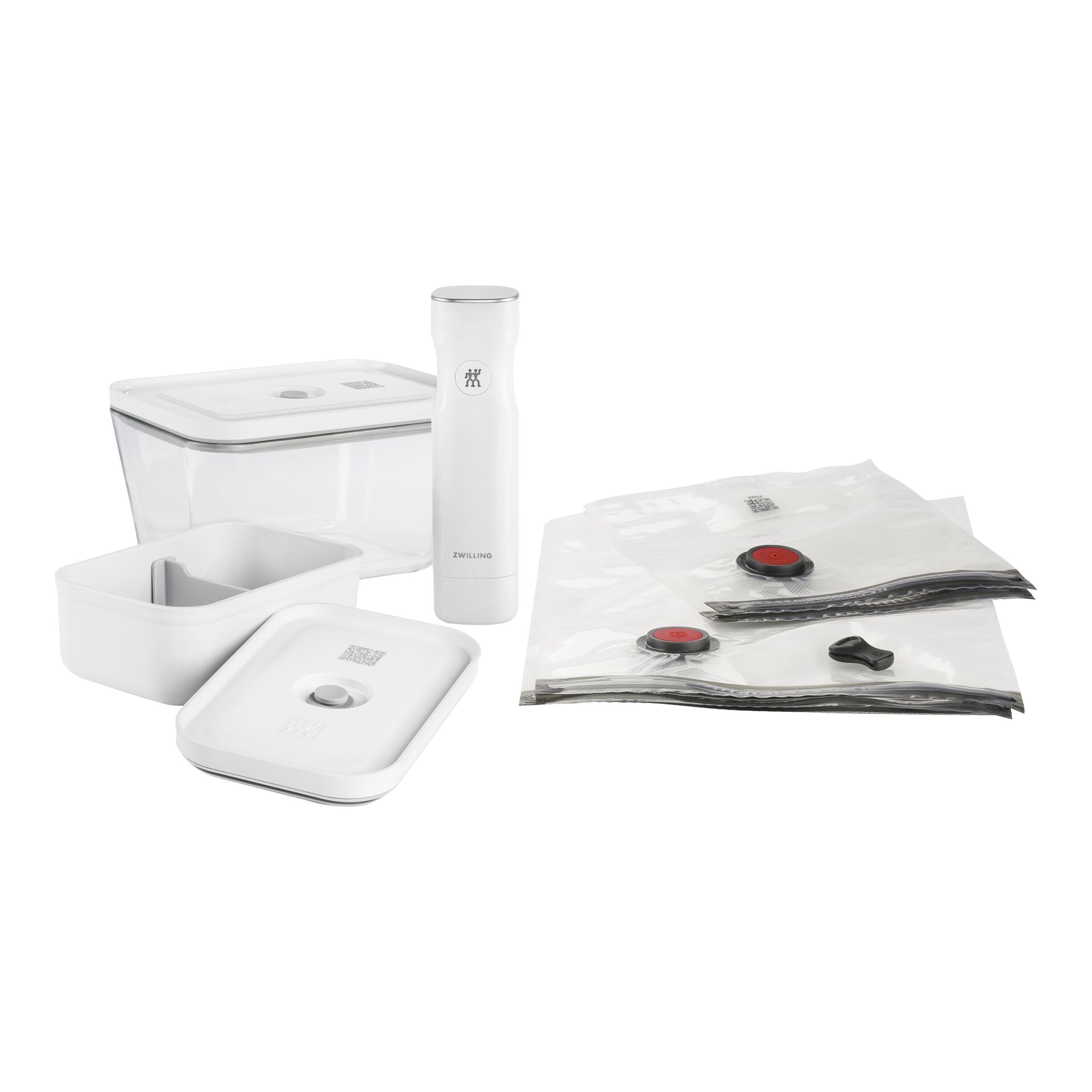 Starterset sottovuoto, mix / Contenitore vetro L/Lunchbox M, 7-pz., bianco
