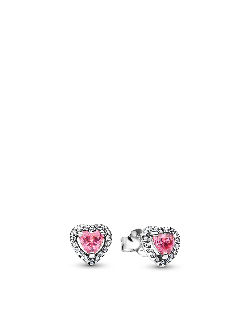 Elevated Pink Heart Stud Earrings