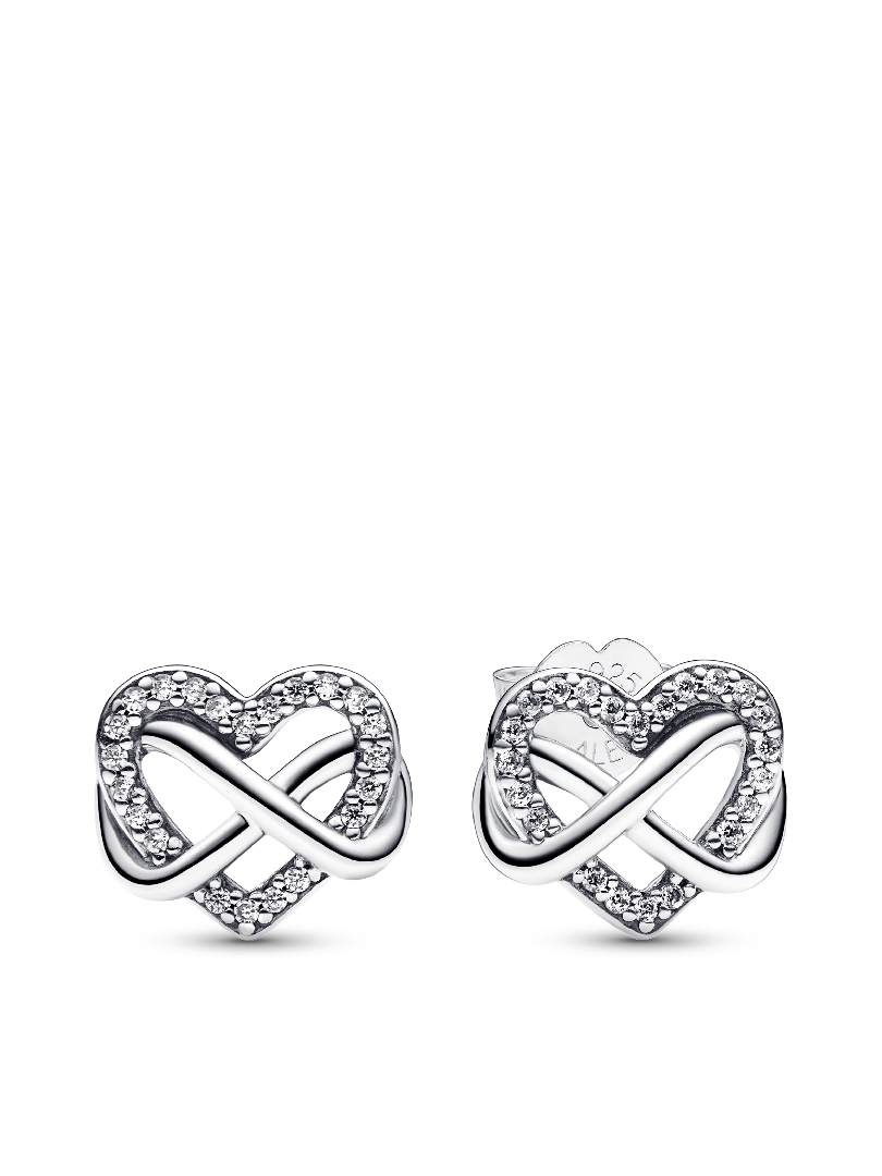 Sparkling Infinity Heart Stud Earrings