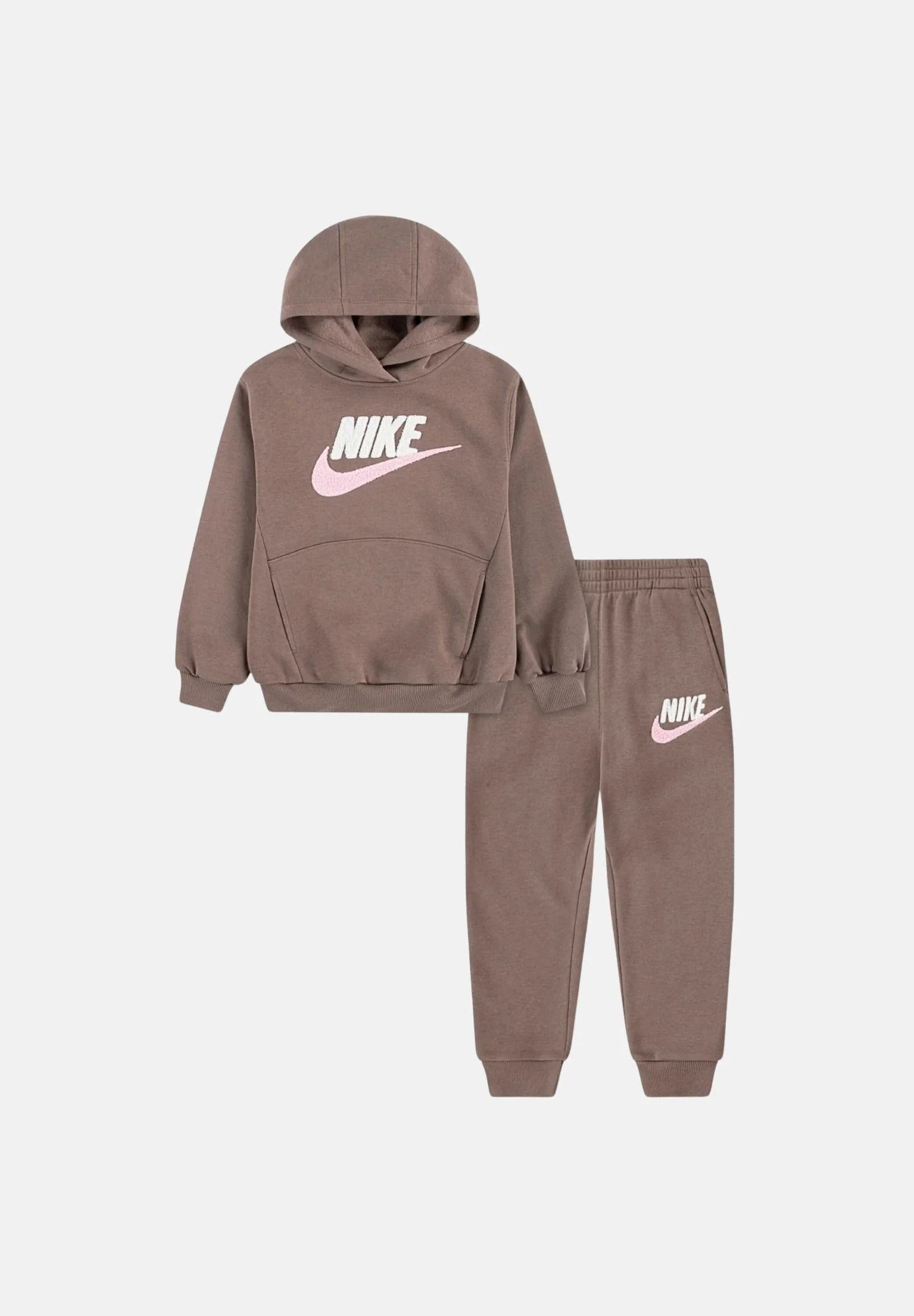 Image of NIKE Tuta Club Chenille Fleece marrone da bambina