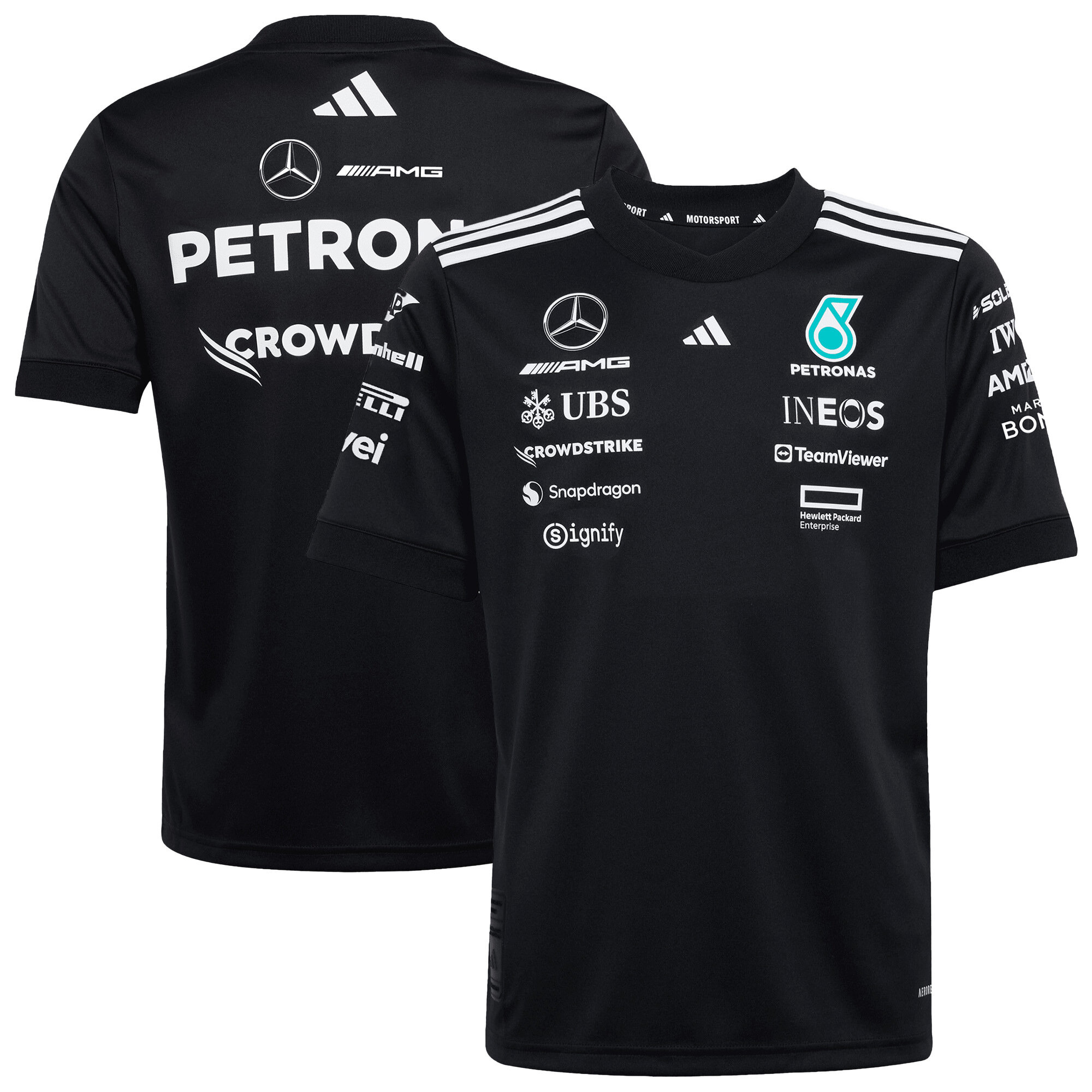 T-shirt Mercedes AMG Petronas adidas F1 2025 Team Driver - Nera - Bambini