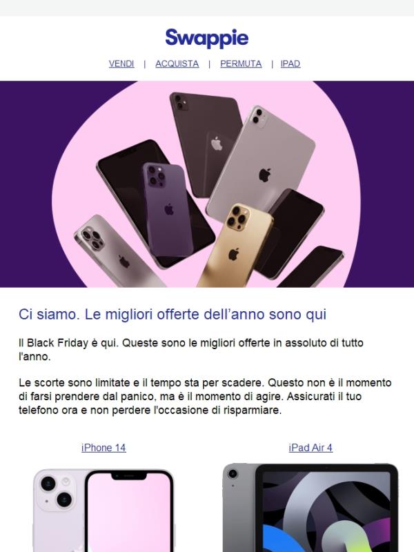 Il Black Friday è qui. Le migliori offerte dell'anno sono online.