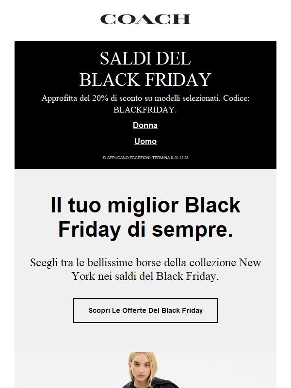 Lo sconto del 20% sull’borse (e non solo) viene offerto solo una volta all’anno