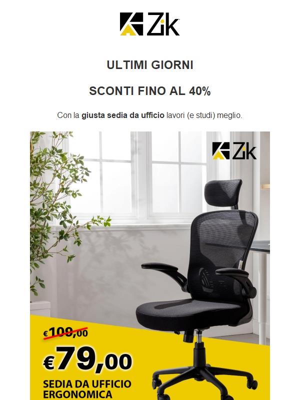 Sedia ufficio: in promo a €79