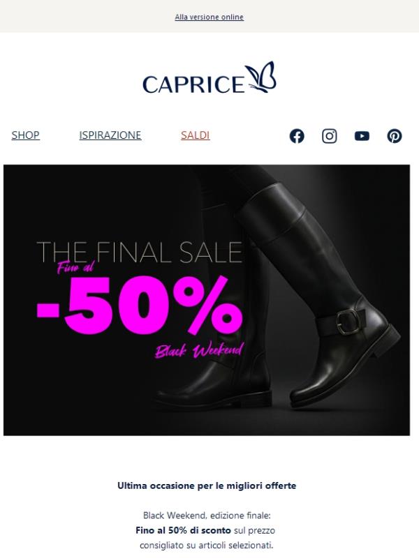 🖤 Black Weekend Finale: Fino al 50% su stili selezionati