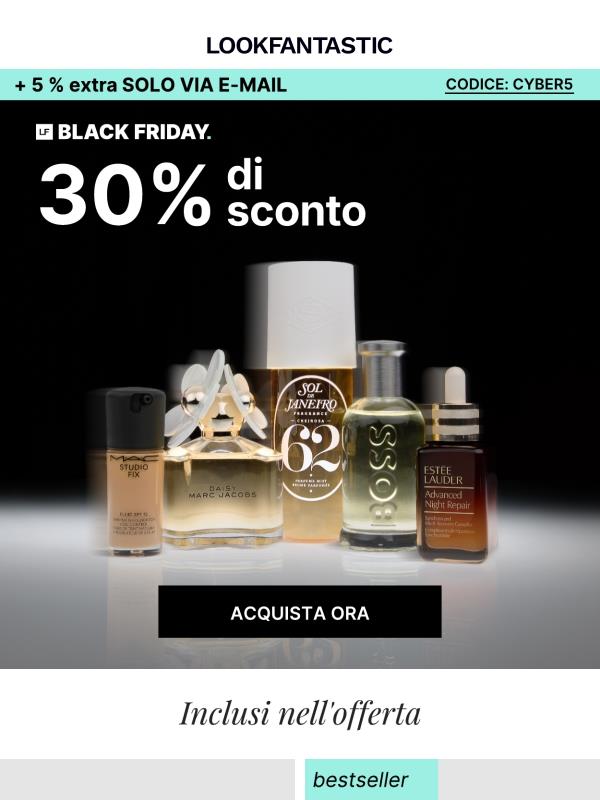 Hai sentito? Il -30% inizia ora! BLACK FRIDAY