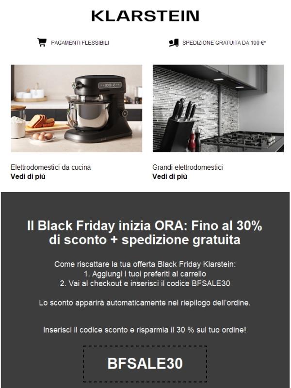 🖤 BLACK FRIDAY è LIVE: Fino al 30% di sconto + spedizione gratuita!