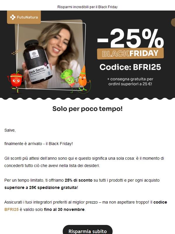 Sconto del 25% + spedizione gratuita per ordini superiori a 25€🥳