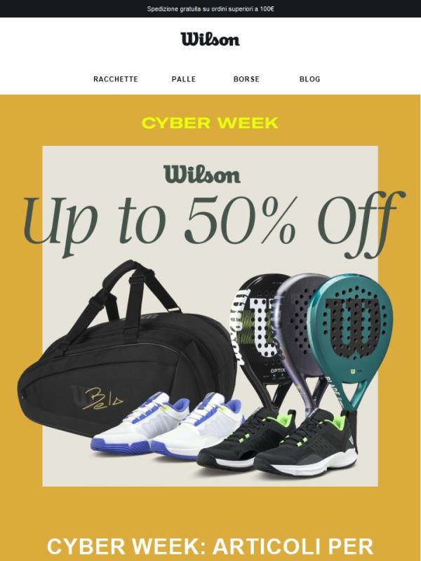 Cyber Week Padel: fino al 50% di sconto su racchette, borse e palline