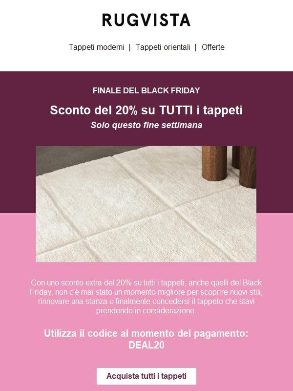 Il Black Friday è ancora meglio: sconto extra del 20% 🎉