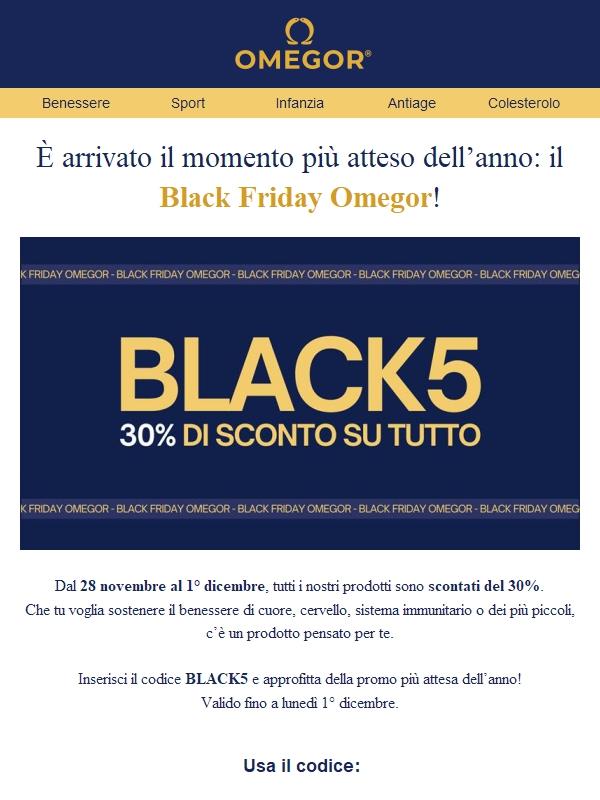 Black Friday Omegor -30% su tutto!