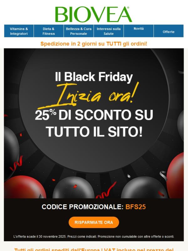 🎉Esclusiva del Black Friday: 25% di sconto su tutto!