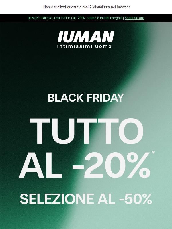 Ora TUTTO al -20% ⚠️Il Black Friday più conveniente di sempre