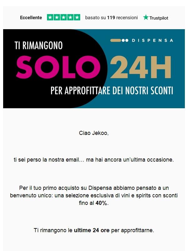 PRIMO ACQUISTO? SCONTI FINO AL -40%...per le ultime 24h!