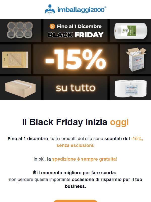 ⚫Il Black Friday è qui: -15% su tutto