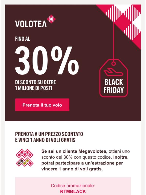 Il tuo Black Friday inizia con sconti fino al 30%