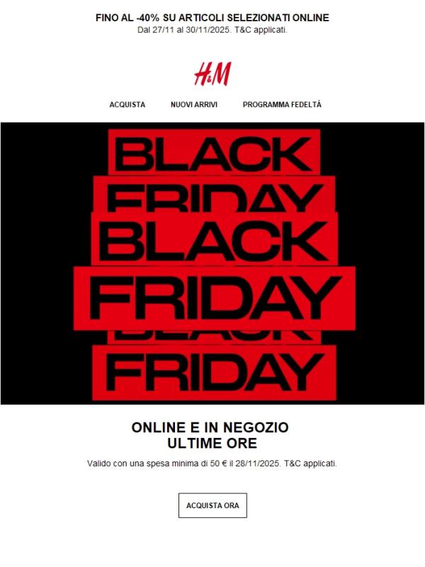 Ultime ore! Black Friday -25%