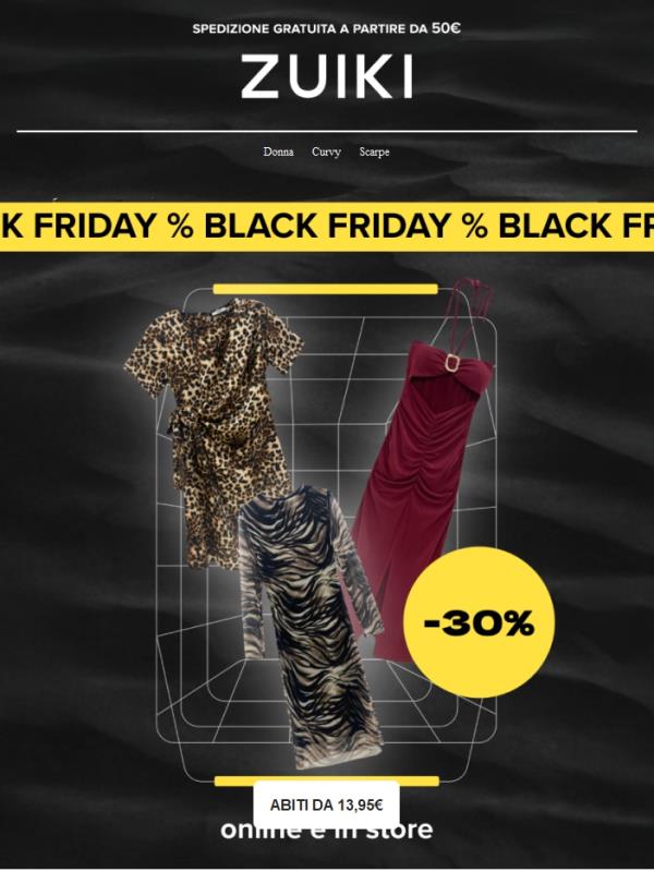 Black Friday -30% sui tuoi abiti preferiti 👗