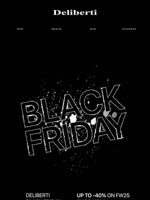 È il Black Friday: Fino al -40% di sconto sulla collezione Fall Winter 2025