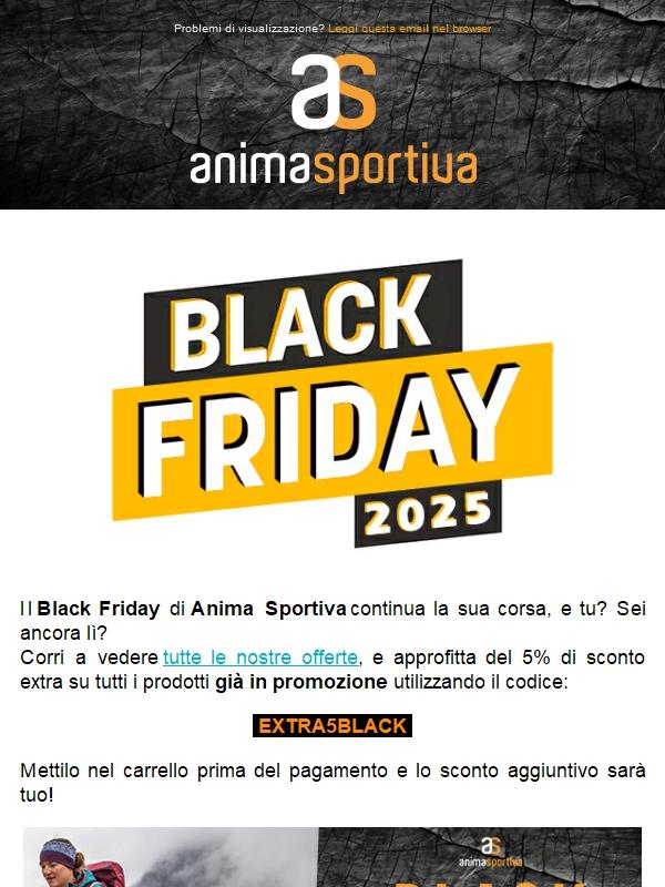 Stai approfittando del Black Friday di Anima Sportiva?
