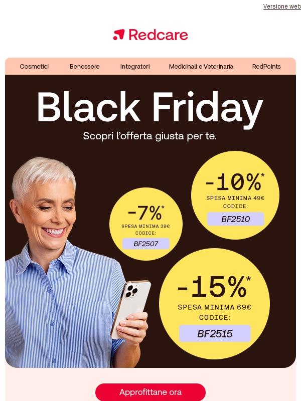 È arrivato il Black Friday! Per te fino al 15% solo per oggi su tutto l'assortimento!🎉