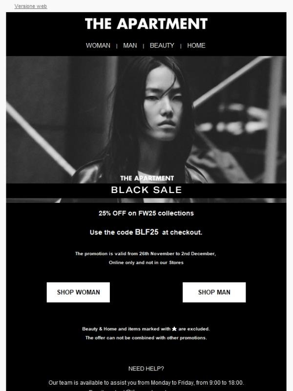 BLACK FRIDAY: 25% Off on FW25 collections ⚫ Shop Now