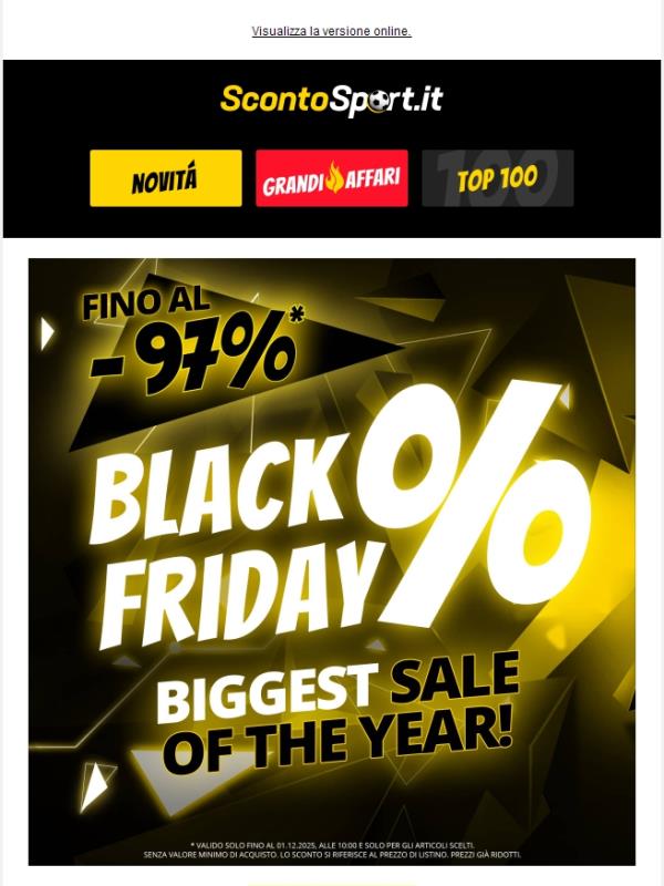 IL PIÙ GRANDE BLACK FRIDAY nei 15 anni di storia di ScontoSport! 💣