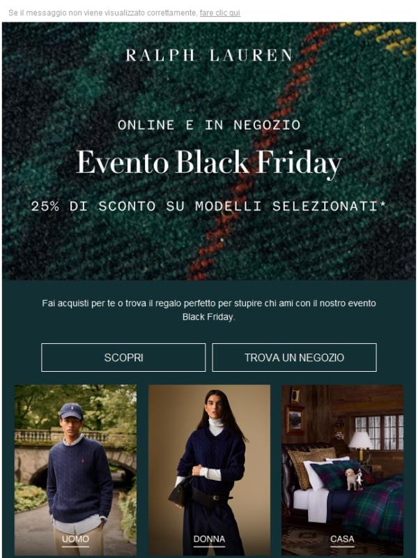 Risparmia il 25% su modelli selezionati con il nostro evento Black Friday