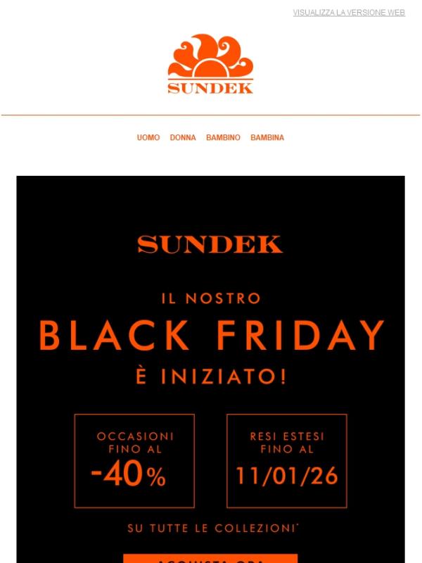 💥 IL BLACK FRIDAY SUNDEK È INIZIATO!