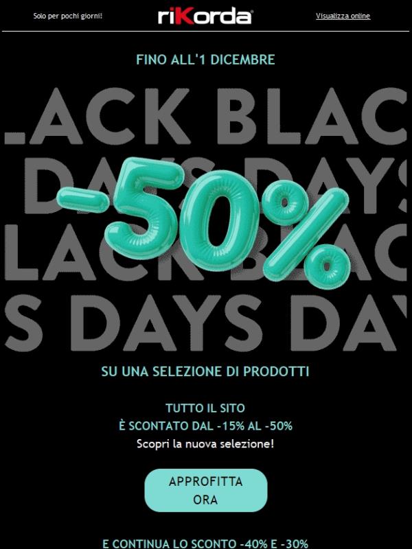 Rush finale: Tutto il sito fino al -50% 🖤🎁