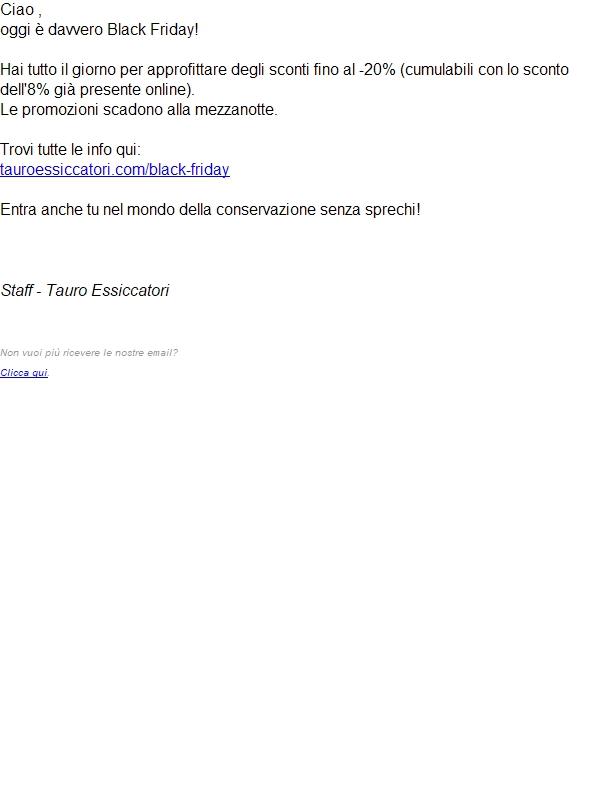 Ultime ore per il Black Friday Tauro