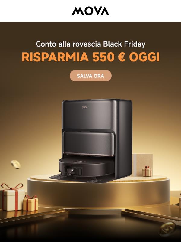 Ciao! ⏰ Il conto alla rovescia di 3 giorni per il Black Friday inizia ora!