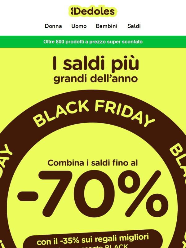 Ultima occasione: Black Friday con offerta su tutti gli articoli