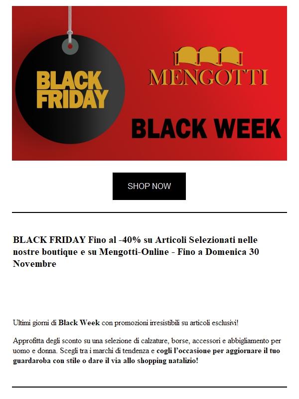 BLACK FRIDAY - Fino a domenica Online e In Store