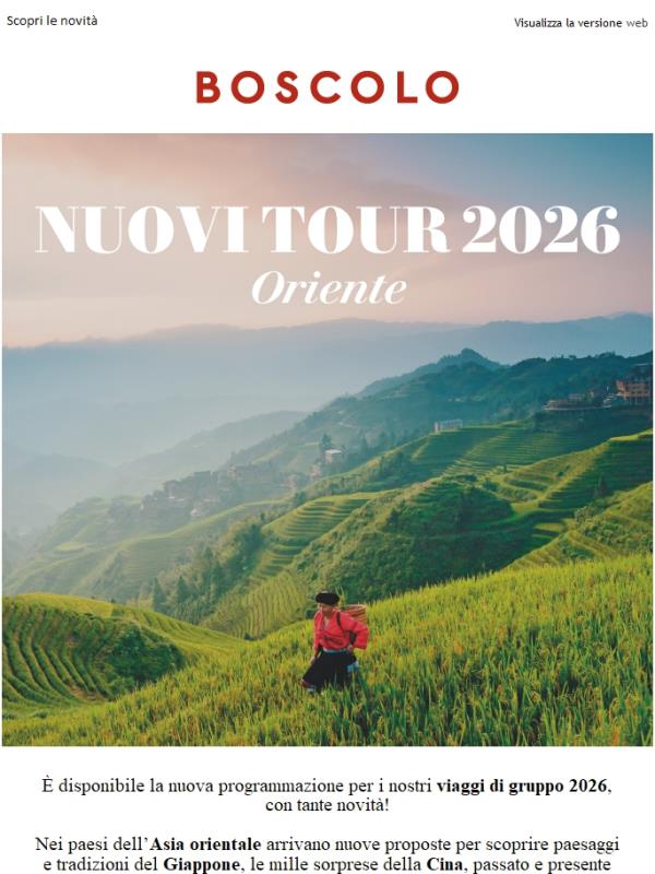 Oriente: i nuovi tour 2026