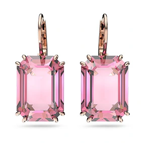 Orecchini pendenti Millenia, Taglio ottagonale, Rosa, Placcati color oro rosa