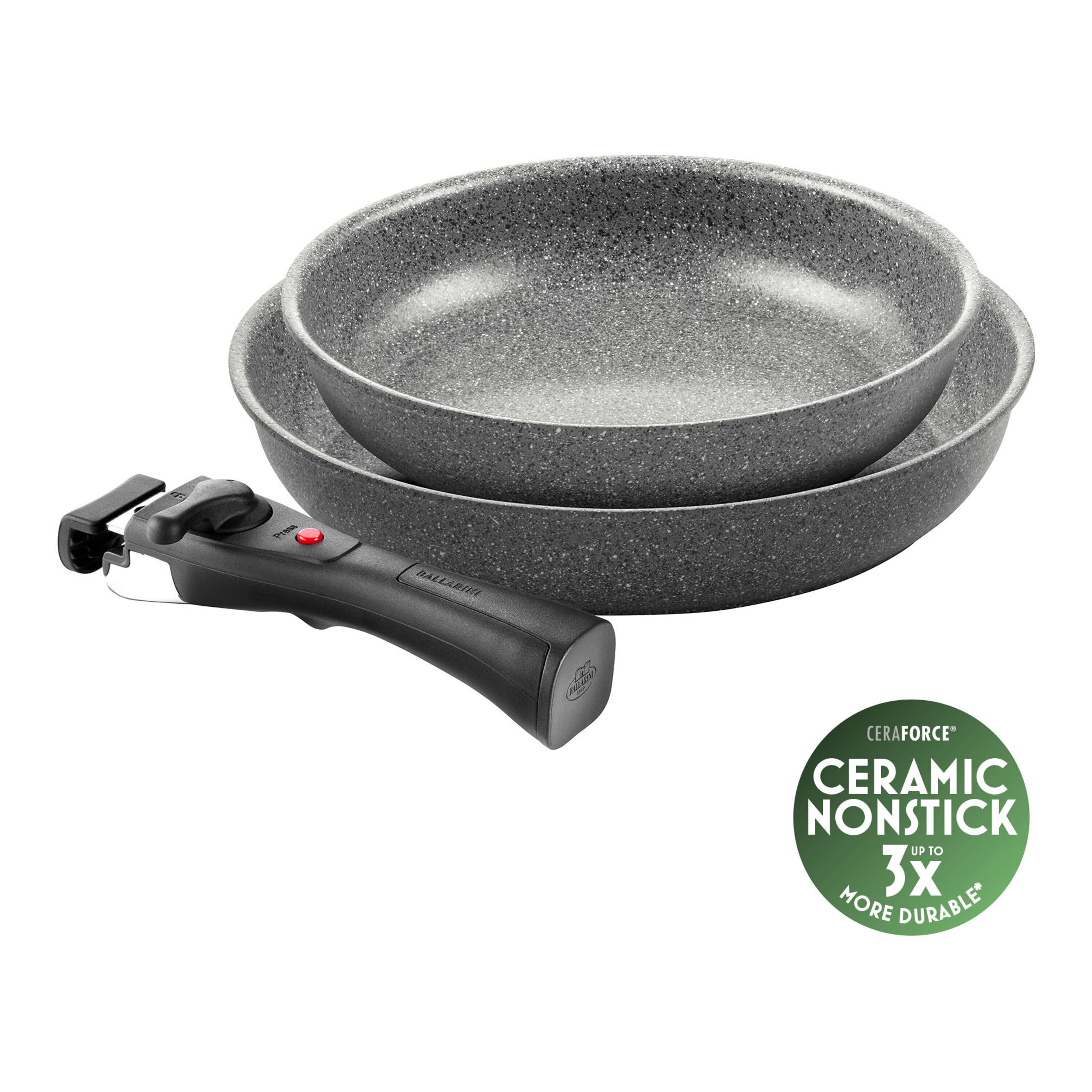 Set padelle e manico, 3-pz., alluminio, Rivestimento antiaderente senza PFAS